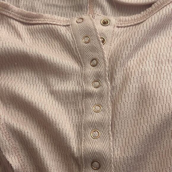 Free People Sloane Bodysuit Henley Knit Long Sleeve Pink Nectar X-Small NEW - Picture 5 of 10